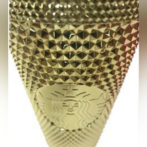 Walt Disney World 50th anniversary Gold Starbucks geometric Tumbler w/ straw.NWT - Picture 8 of 10